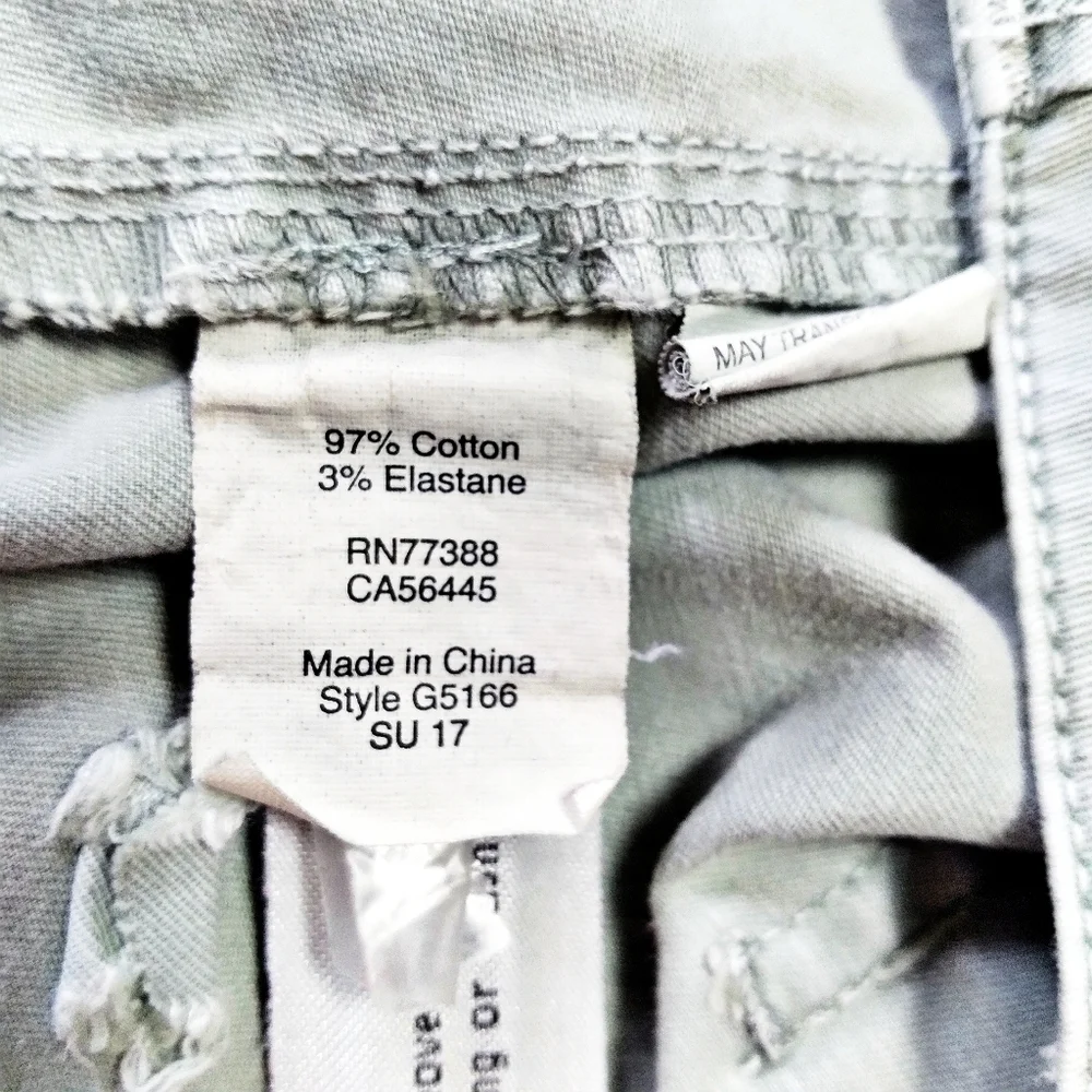 Madewell Green Garment Dyed Cut Off Chino Shorts Size 27